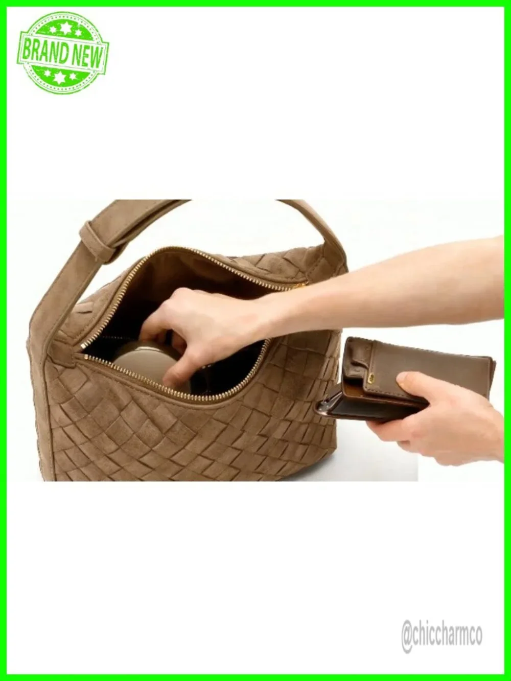 Hand-Woven Faux Suede Hobo Shoulder Bag Adjustable Strap